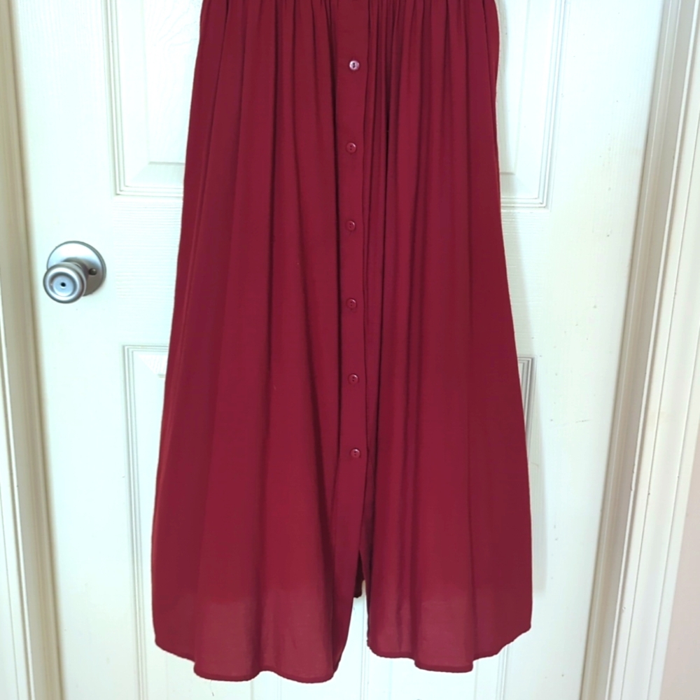 Zara Cranberry Button Front Accent Waist Dress Sm… - image 6